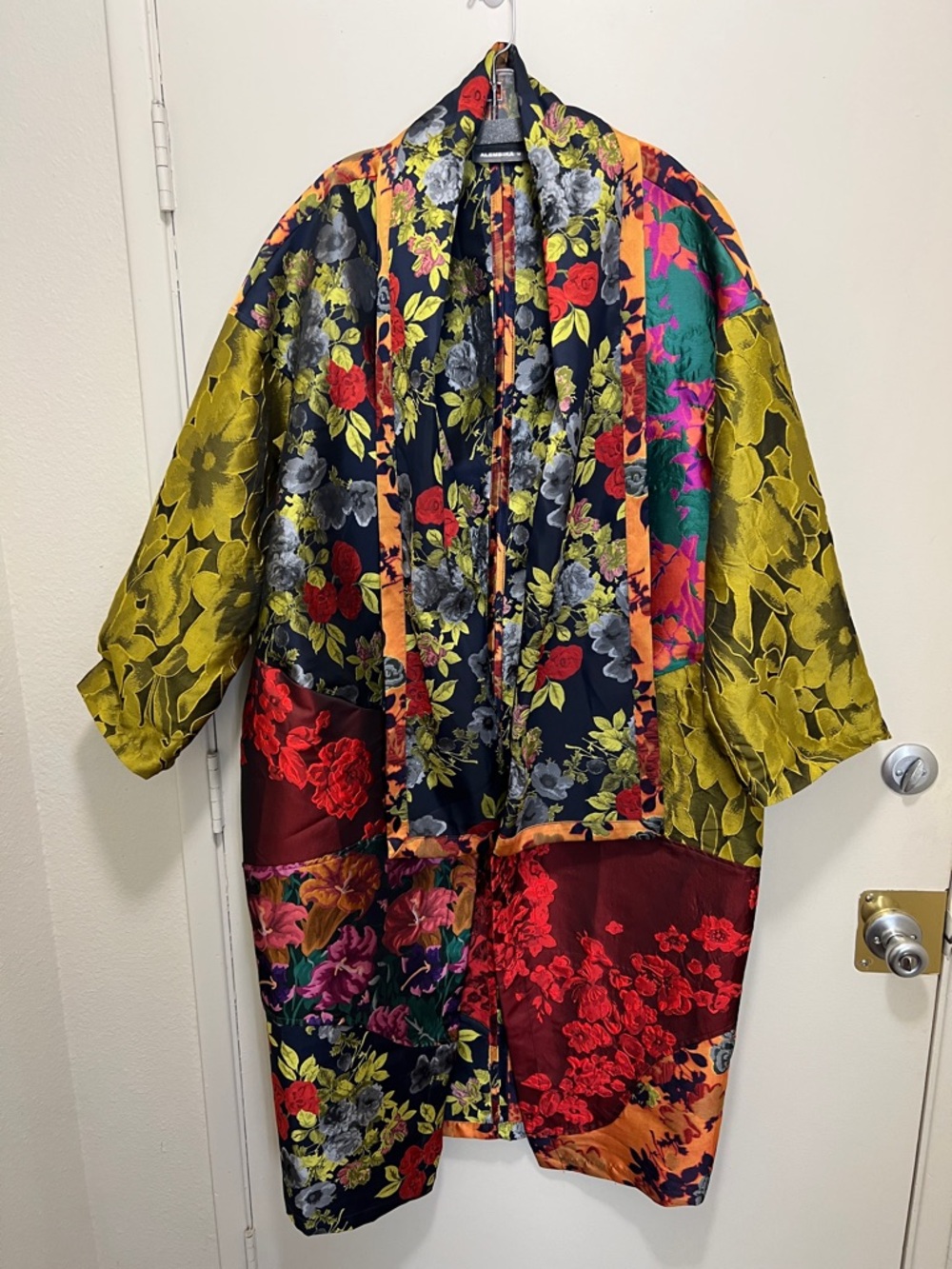 Floral Patchwork Open Kimono Coat - Multicolor